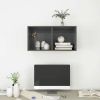 Wall-mounted TV Cabinet High Gloss Gray 14.6"x14.6"x28.3" Engineered Wood