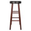 Maria 2-Pc Cushion Seat Bar Stool Set; Espresso & Walnut