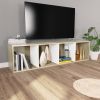 Book Cabinet/TV Cabinet White and Sonoma Oak 14.2"x11.8"x56.3" Engineered Wood