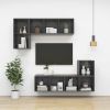 Wall-mounted TV Cabinet High Gloss Gray 14.6"x14.6"x28.3" Engineered Wood