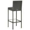 Garden Bar Stools with Cushions 4 pcs Gray Poly Rattan